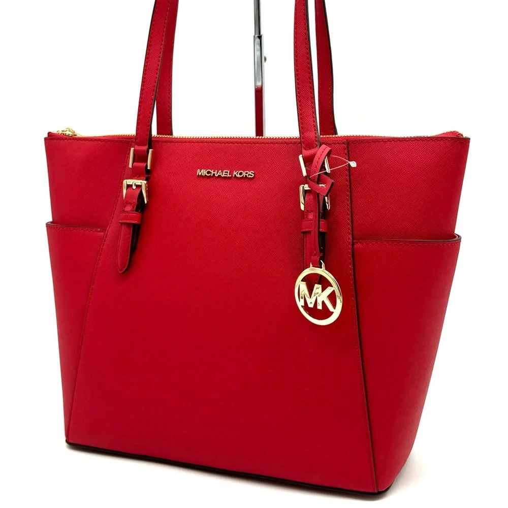 Michael Kors Large Charlotte TZ Tote Bag Bright Red - Picture 2 of 10